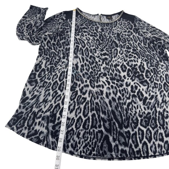 Worthington Woman 1X Long Sleeve Animal Print Tunic Top With Studded Neckline - Picture 7 of 13